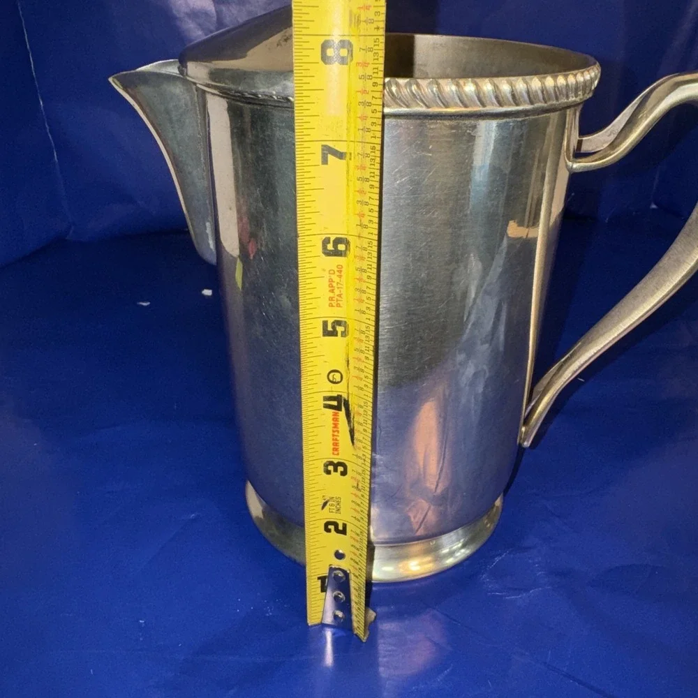 ANTIQUE GRAND SILVER CO. WEAR BRITE NICKLE-SILVER PITCHER ~ 8